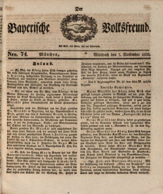 Der bayerische Volksfreund Mittwoch 7. November 1838