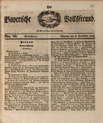 Der bayerische Volksfreund Montag 3. Dezember 1838