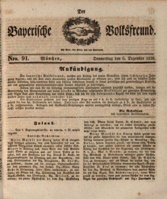 Der bayerische Volksfreund Donnerstag 6. Dezember 1838