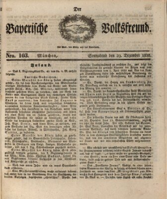 Der bayerische Volksfreund Samstag 29. Dezember 1838