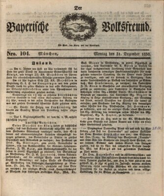 Der bayerische Volksfreund Montag 31. Dezember 1838