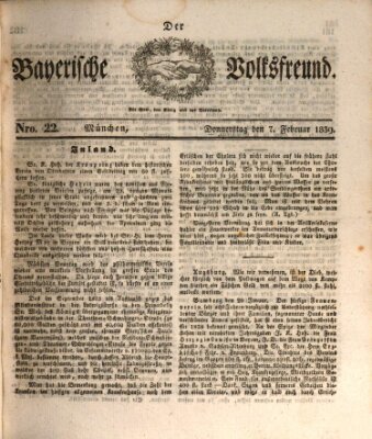 Der bayerische Volksfreund Donnerstag 7. Februar 1839