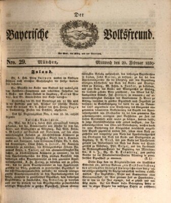 Der bayerische Volksfreund Mittwoch 20. Februar 1839