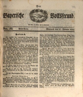 Der bayerische Volksfreund Mittwoch 27. Februar 1839