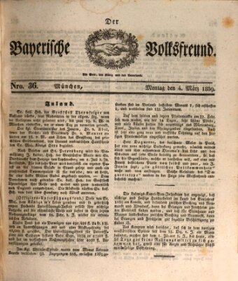 Der bayerische Volksfreund Montag 4. März 1839