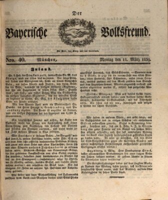 Der bayerische Volksfreund Montag 11. März 1839