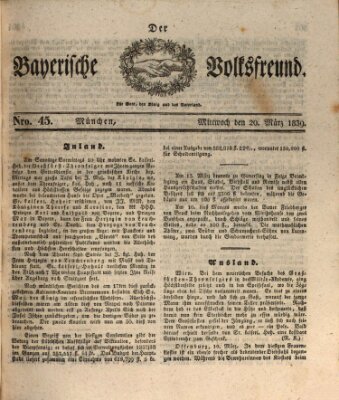 Der bayerische Volksfreund Mittwoch 20. März 1839