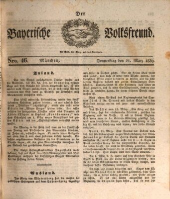 Der bayerische Volksfreund Donnerstag 21. März 1839