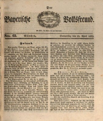 Der bayerische Volksfreund Donnerstag 25. April 1839