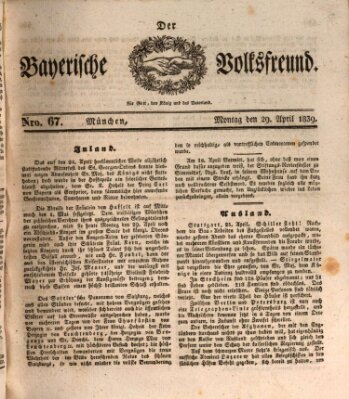 Der bayerische Volksfreund Montag 29. April 1839