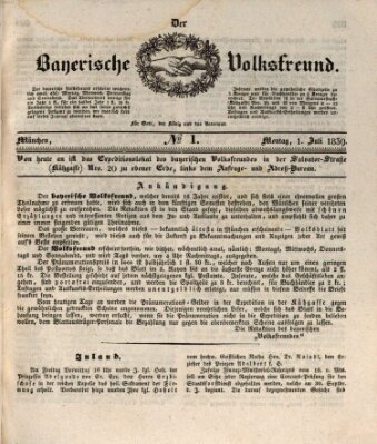 Der bayerische Volksfreund Montag 1. Juli 1839