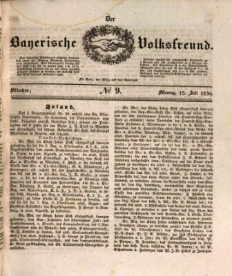 Der bayerische Volksfreund Montag 15. Juli 1839