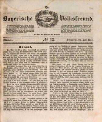 Der bayerische Volksfreund Samstag 20. Juli 1839