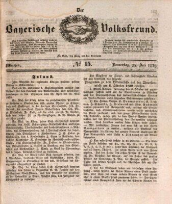 Der bayerische Volksfreund Donnerstag 25. Juli 1839