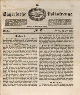 Der bayerische Volksfreund Montag 29. Juli 1839