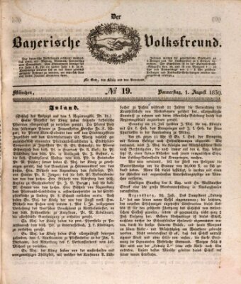 Der bayerische Volksfreund Donnerstag 1. August 1839