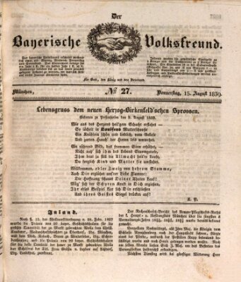 Der bayerische Volksfreund Donnerstag 15. August 1839