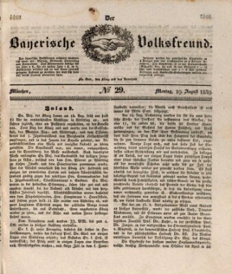 Der bayerische Volksfreund Montag 19. August 1839