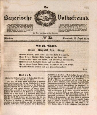 Der bayerische Volksfreund Samstag 24. August 1839