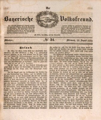 Der bayerische Volksfreund Mittwoch 28. August 1839