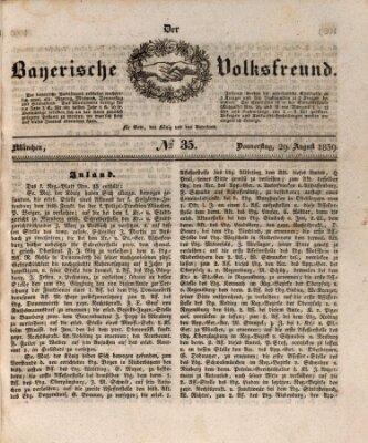 Der bayerische Volksfreund Donnerstag 29. August 1839