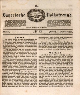 Der bayerische Volksfreund Mittwoch 11. September 1839