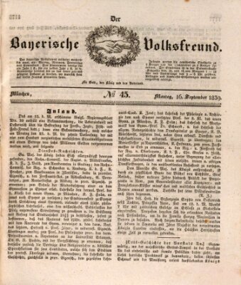 Der bayerische Volksfreund Montag 16. September 1839