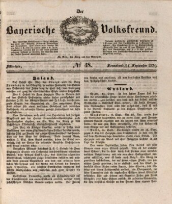 Der bayerische Volksfreund Samstag 21. September 1839