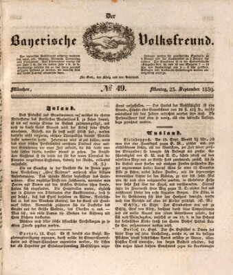 Der bayerische Volksfreund Montag 23. September 1839