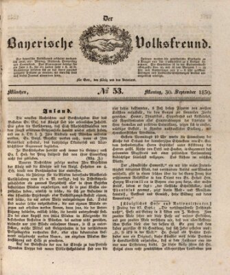 Der bayerische Volksfreund Montag 30. September 1839