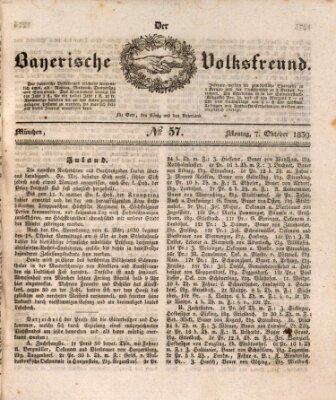 Der bayerische Volksfreund Montag 7. Oktober 1839