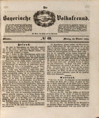 Der bayerische Volksfreund Montag 28. Oktober 1839