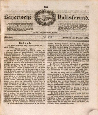 Der bayerische Volksfreund Mittwoch 30. Oktober 1839