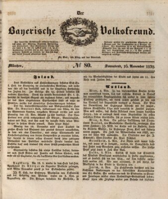 Der bayerische Volksfreund Samstag 16. November 1839