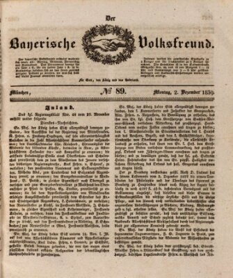 Der bayerische Volksfreund Montag 2. Dezember 1839