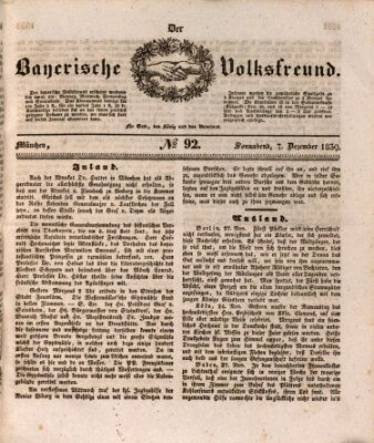 Der bayerische Volksfreund Samstag 7. Dezember 1839