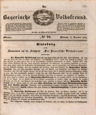 Der bayerische Volksfreund Mittwoch 11. Dezember 1839