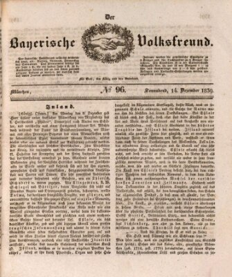 Der bayerische Volksfreund Samstag 14. Dezember 1839