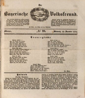 Der bayerische Volksfreund Mittwoch 18. Dezember 1839