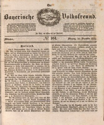 Der bayerische Volksfreund Montag 30. Dezember 1839