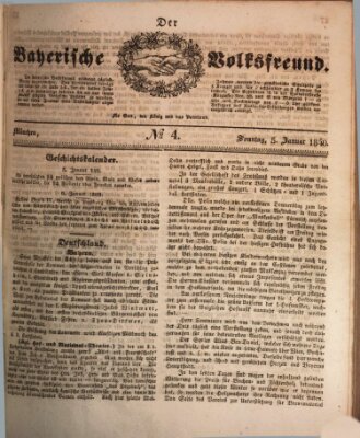 Der bayerische Volksfreund Sonntag 5. Januar 1840