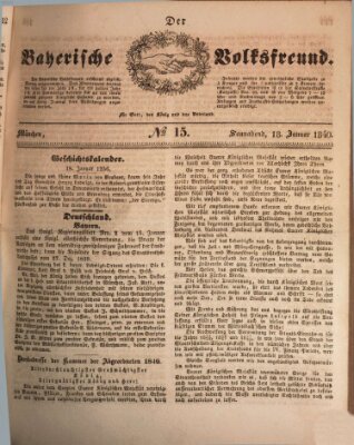 Der bayerische Volksfreund Samstag 18. Januar 1840