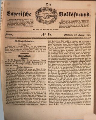 Der bayerische Volksfreund Mittwoch 22. Januar 1840