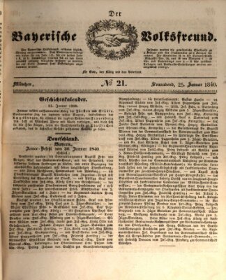 Der bayerische Volksfreund Samstag 25. Januar 1840