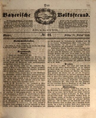 Der bayerische Volksfreund Freitag 21. Februar 1840