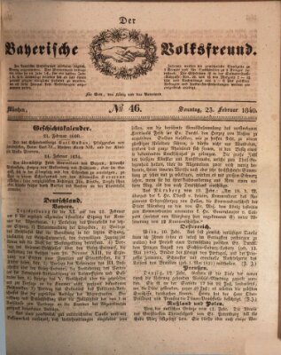 Der bayerische Volksfreund Sonntag 23. Februar 1840