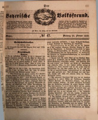 Der bayerische Volksfreund Dienstag 25. Februar 1840