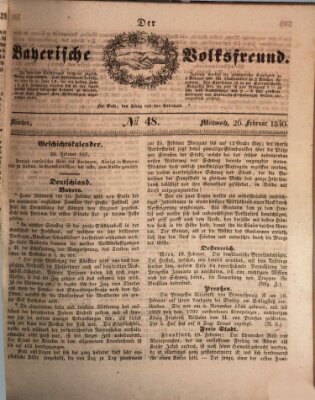 Der bayerische Volksfreund Mittwoch 26. Februar 1840