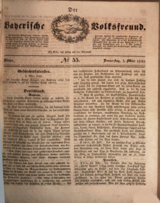 Der bayerische Volksfreund Donnerstag 5. März 1840