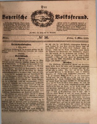 Der bayerische Volksfreund Freitag 6. März 1840